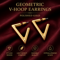 Geometric V-Hoop Earrings Polished Gold Adjustable Drop Earrings