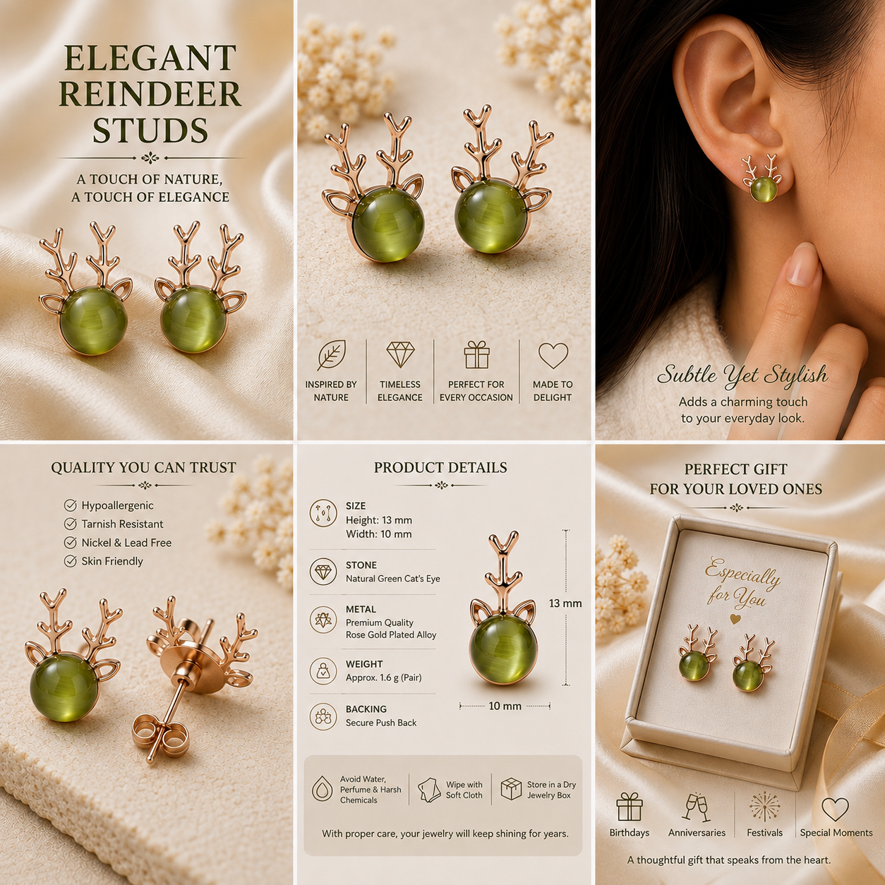 VyomBox Gold Plated Alloy Stud Earrings for Women and Girls