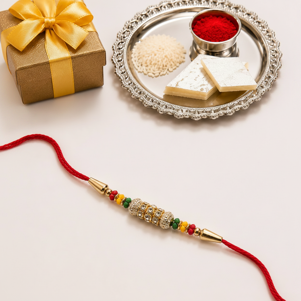 Set of 12 Traditional Designer Rakhis for Brother | VyomBox | Red