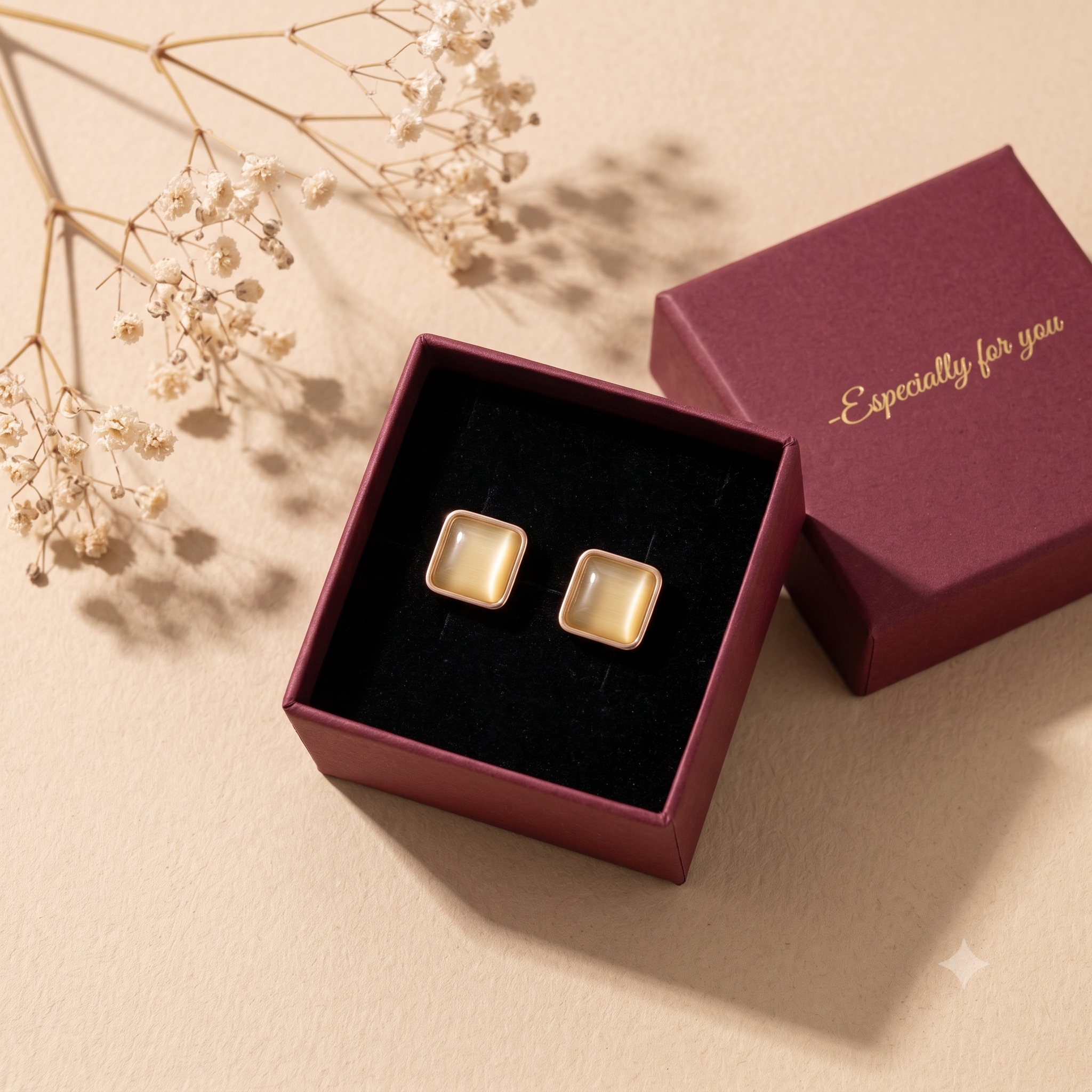 Elegant Square Stud Earrings for Women & Girls | Rose Gold Plated Trendy Fashion Jewellery for Daily & Office Wear