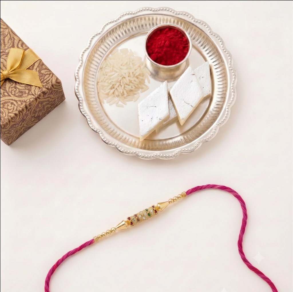 Set of 12 Traditional Designer Rakhis for Brother | VyomBox | Magenta