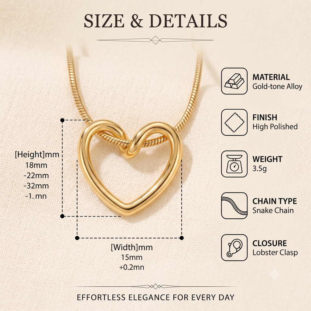 Aurélia 18K Gold Plated Open Heart Pendant Necklace & Pavé CZ Huggie Hoop Earrings Set | Minimalist Everyday Jewelry