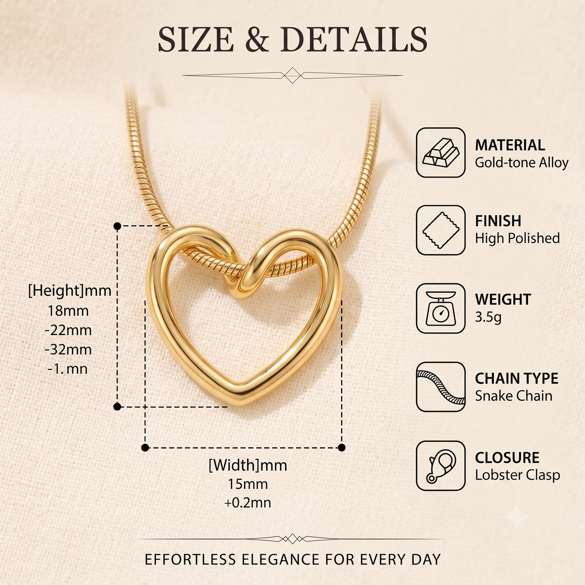 Aurélia 18K Gold Plated Open Heart Pendant Necklace & Pavé CZ Huggie Hoop Earrings Set | Minimalist Everyday Jewelry