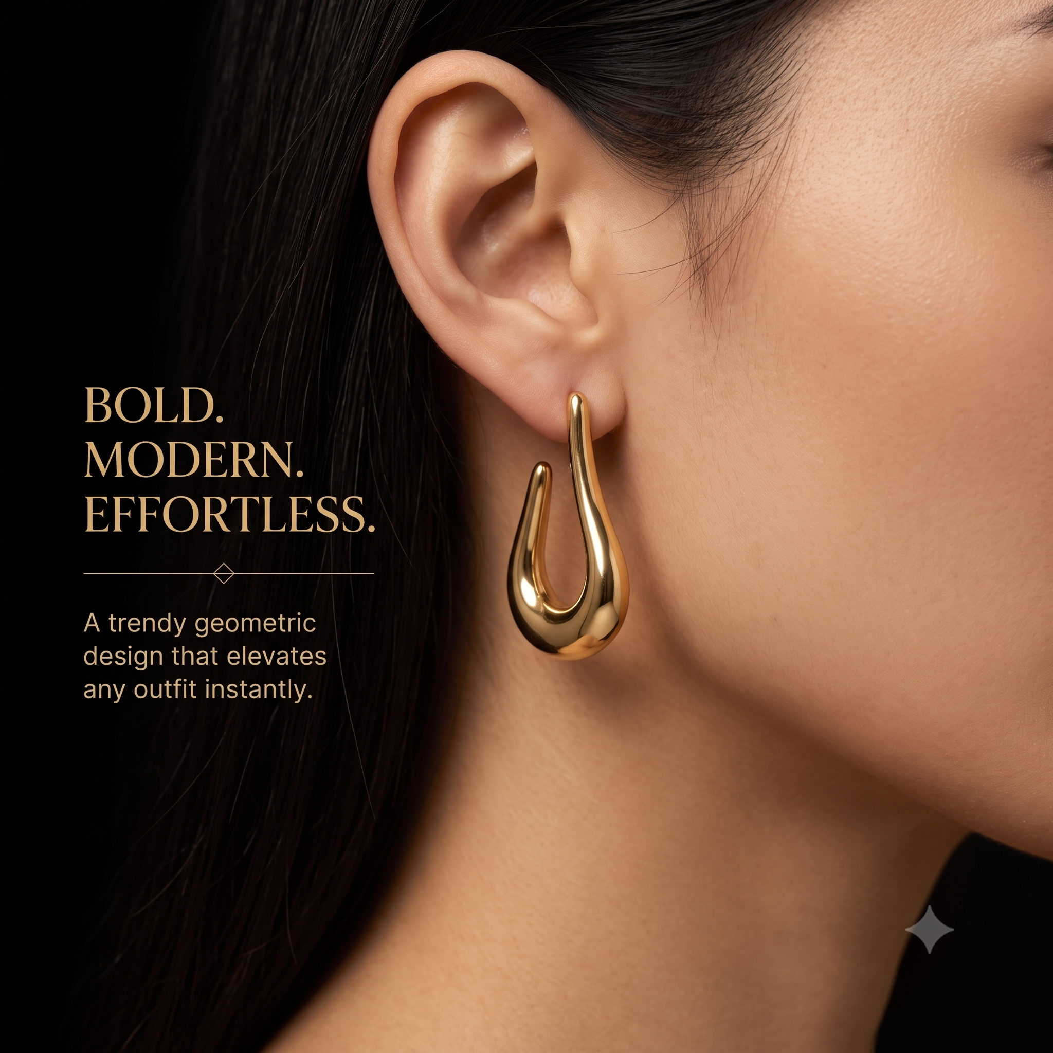 Elegant Gold-Toned Fluid Drop Hoop Earrings for Women & Girls | Trendy Fashion Jewellery for Daily, Office & Party Wear