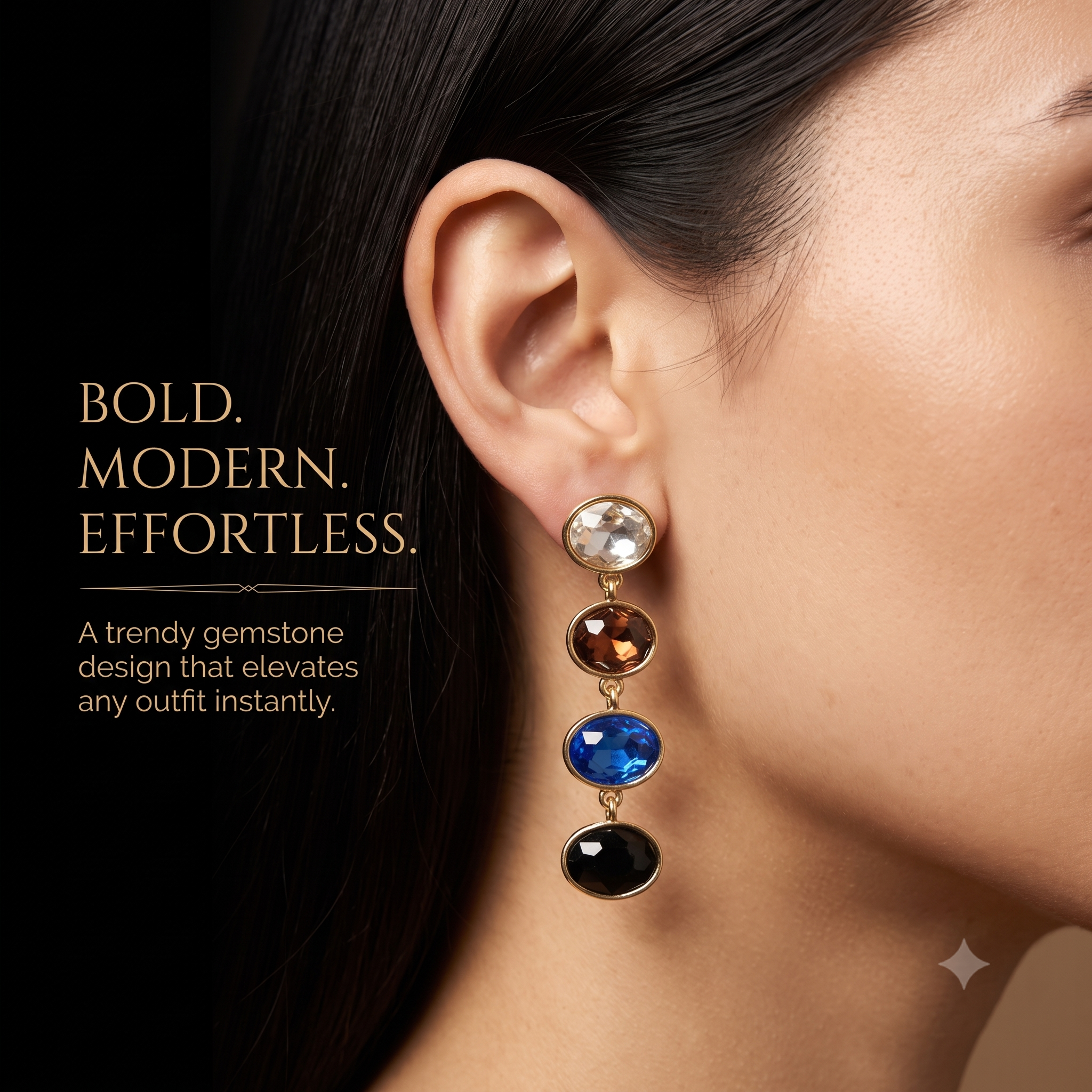 Trendy Multicolor Crystal Dangle Earrings for Women & Girls | Gold-Toned Long Drop Fashion Jewellery for Festive & Party Wear