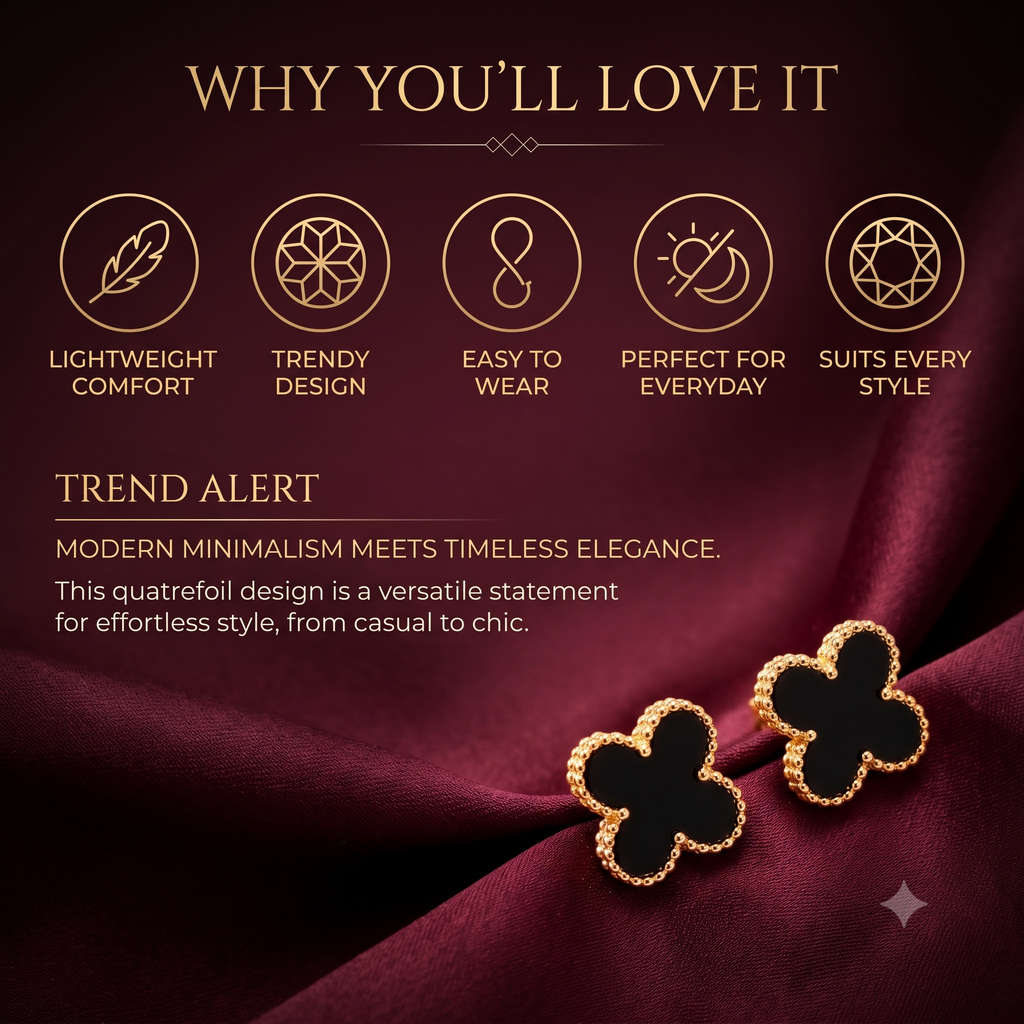 Stylish  Clover Stud Earrings for Women & Girls | Trendy Fashion Jewellery for Daily & Party Wear