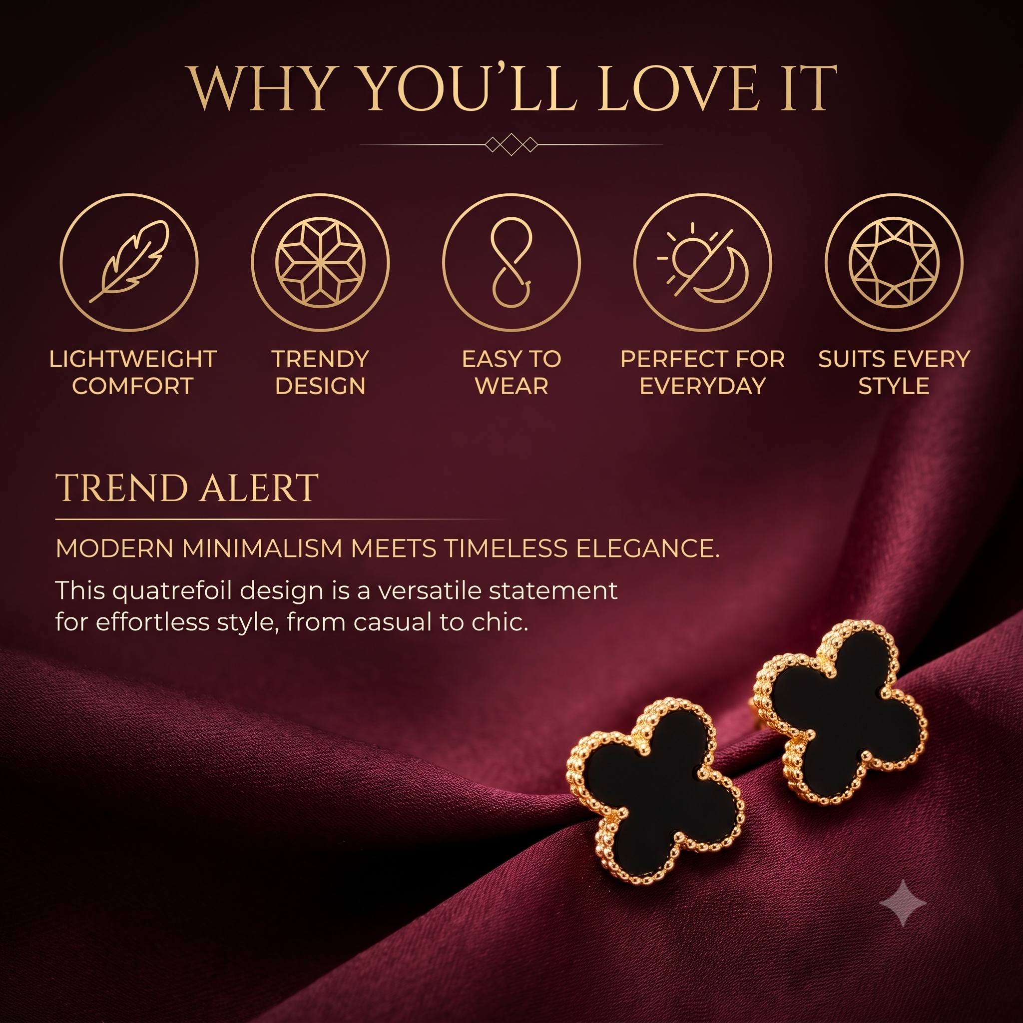 Stylish  Clover Stud Earrings for Women & Girls | Trendy Fashion Jewellery for Daily & Party Wear