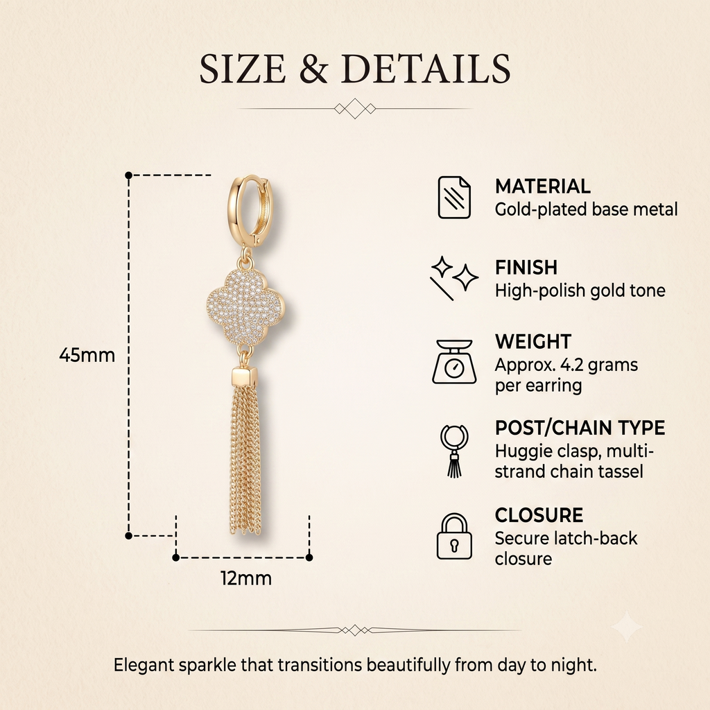 Elegant Flower Gold Tassel Hoop Earrings for Women & Girls | Trendy Crystal Dangle Fashion Jewellery for Daily, Festive & Party Wear