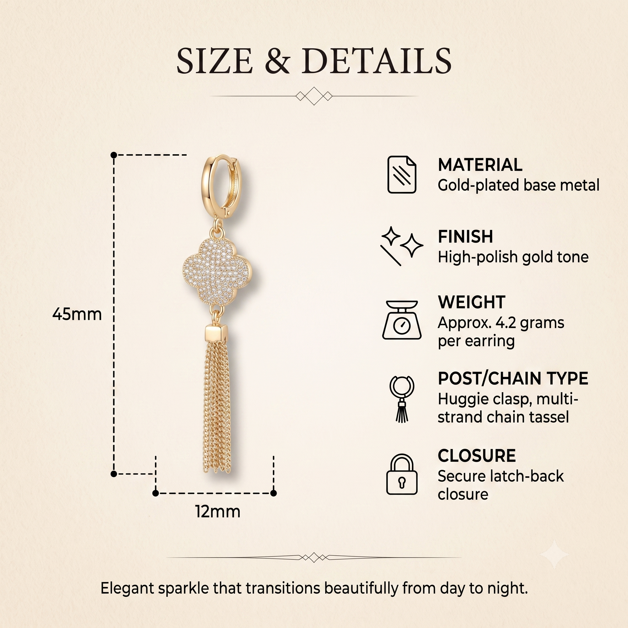 Elegant Flower Gold Tassel Hoop Earrings for Women & Girls | Trendy Crystal Dangle Fashion Jewellery for Daily, Festive & Party Wear