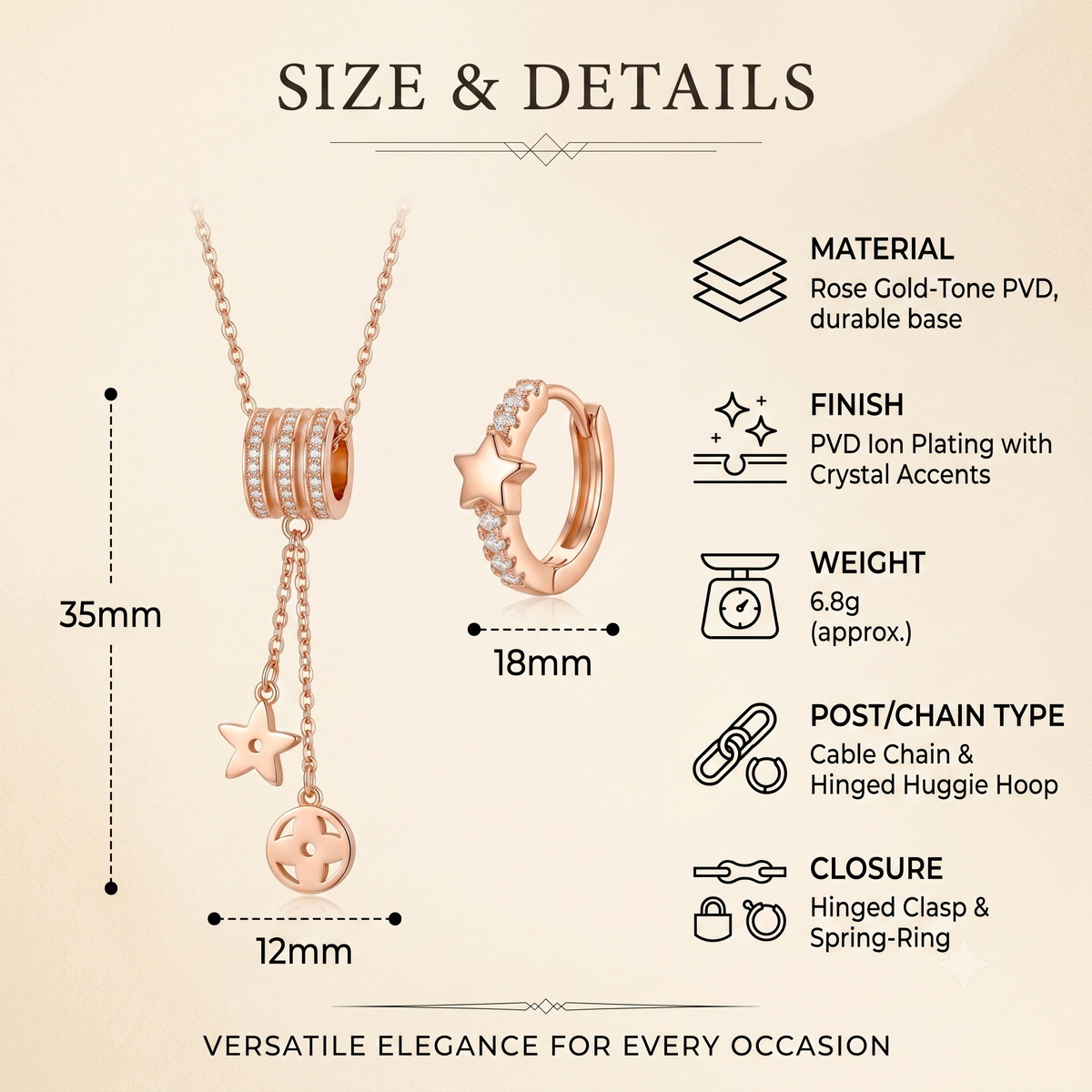 18K Gold Plated Pavé Crystal Lariat Necklace & Earring Set | Shivena