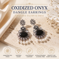 Oxidised Silver Dangle Jhumka Earrings with Pearls for Women