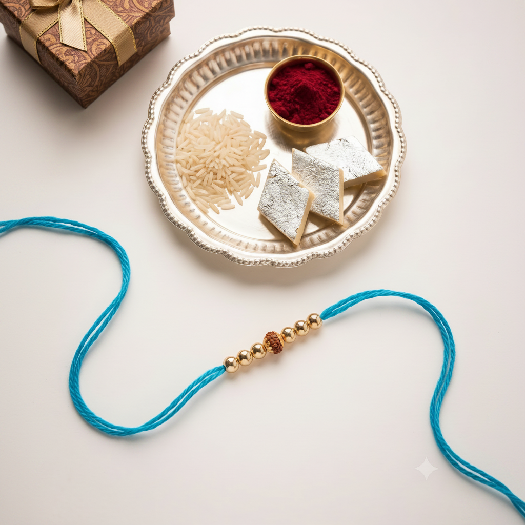 Set of 12 Traditional Designer Rakhis for Brother | VyomBox | Sky Blue