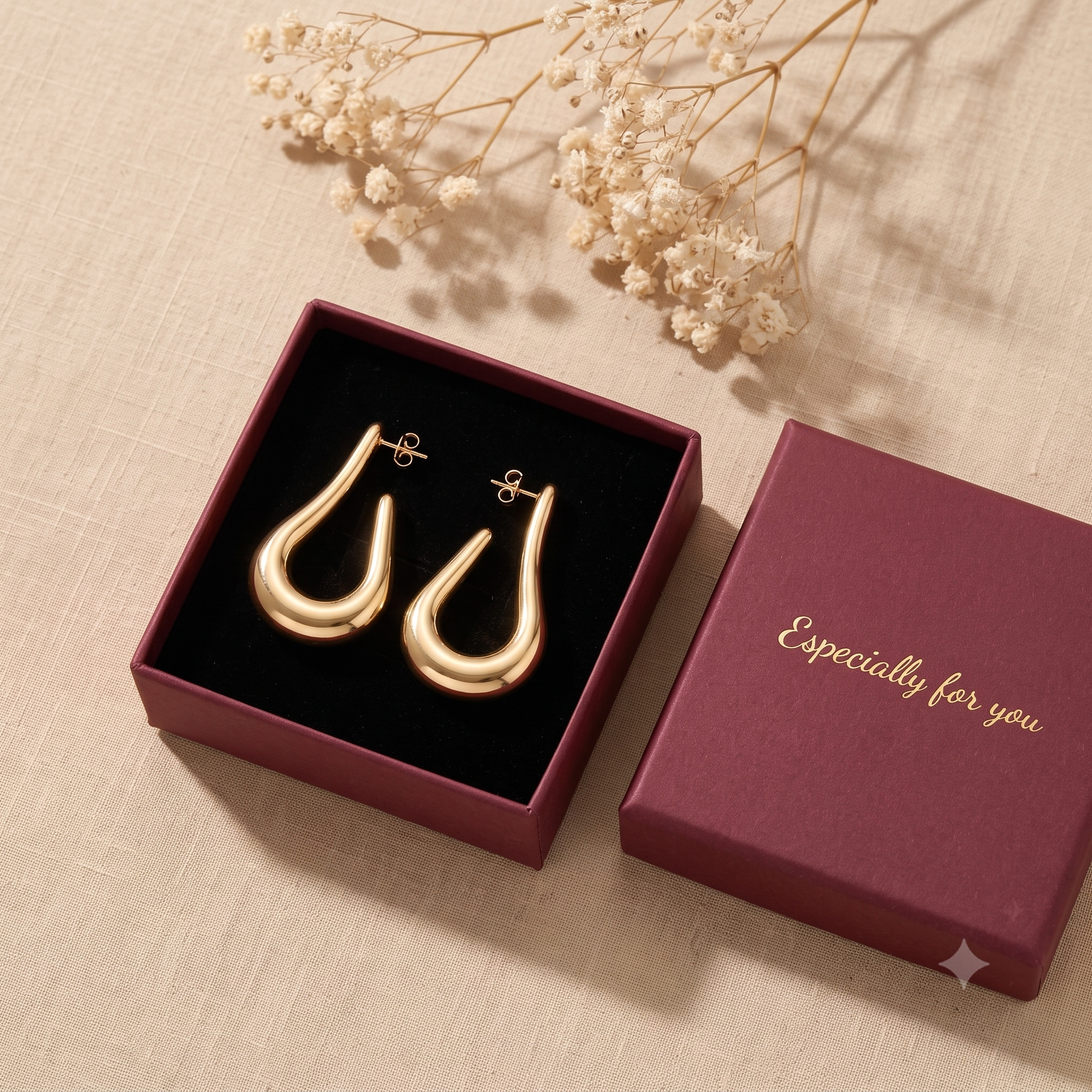 Elegant Gold-Toned Fluid Drop Hoop Earrings for Women & Girls | Trendy Fashion Jewellery for Daily, Office & Party Wear