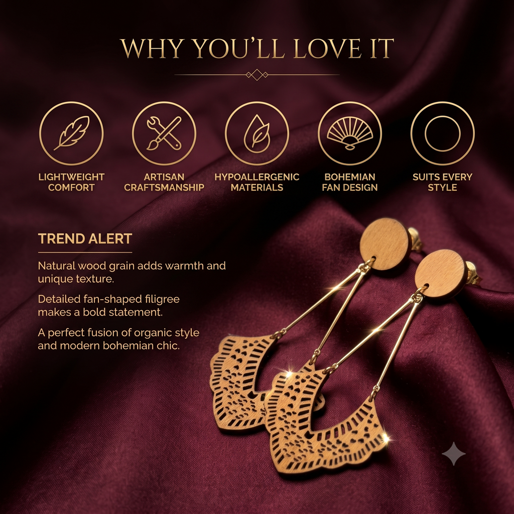 Trendy Wooden Long Drop Earrings for Women & Girls | Boho Fashion Jewellery for Casual, Daily & Party Wear
