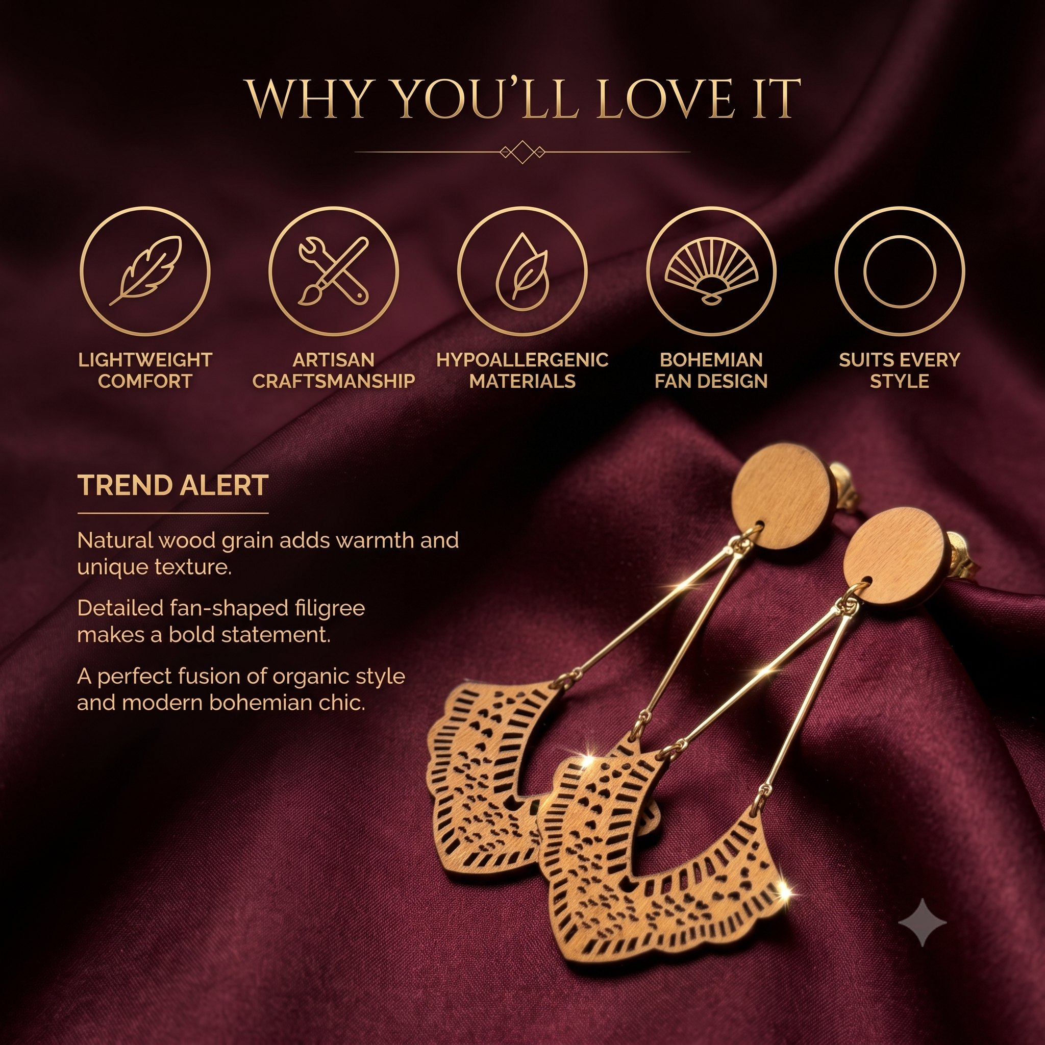 Trendy Wooden Long Drop Earrings for Women & Girls | Boho Fashion Jewellery for Casual, Daily & Party Wear