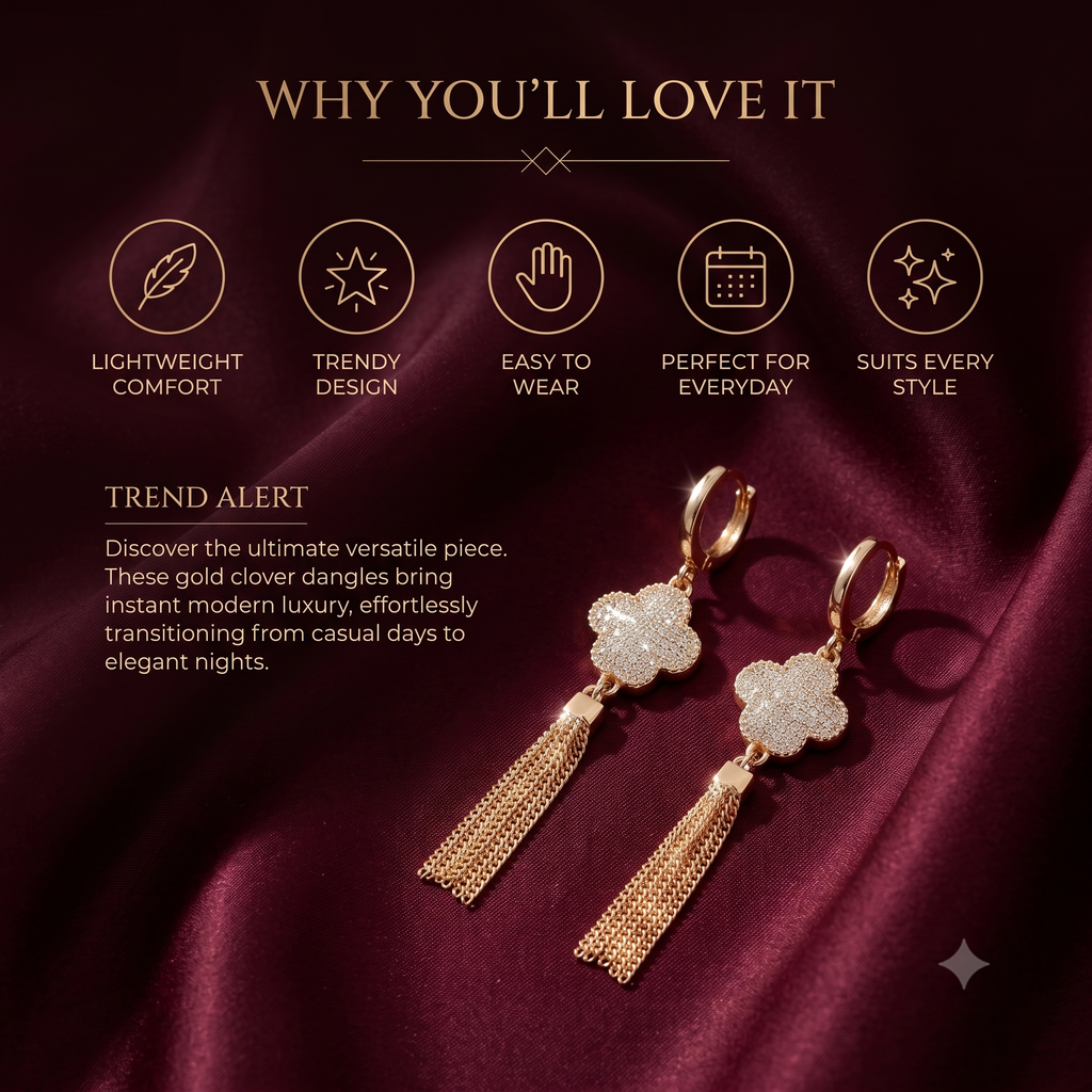 Elegant Flower Gold Tassel Hoop Earrings for Women & Girls | Trendy Crystal Dangle Fashion Jewellery for Daily, Festive & Party Wear