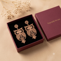 Laser-Cut Bohemian Owl Wooden Dangle Earrings – Lightweight Boho Drop Earrings for Women