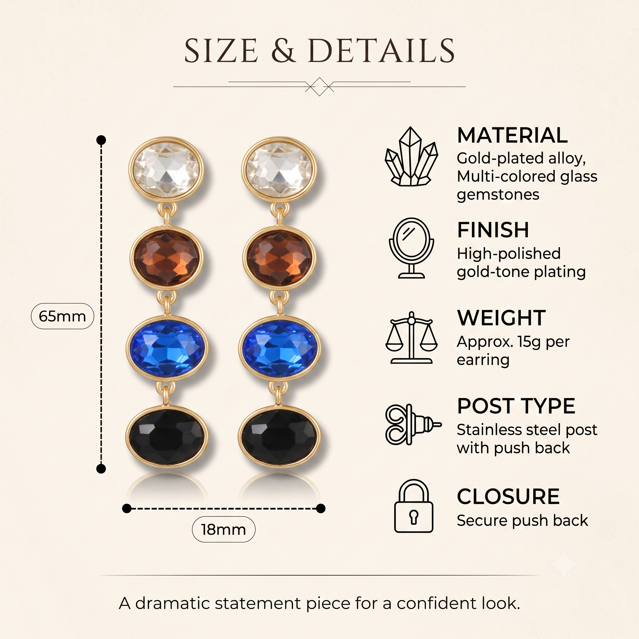 Trendy Multicolor Crystal Dangle Earrings for Women & Girls | Gold-Toned Long Drop Fashion Jewellery for Festive & Party Wear
