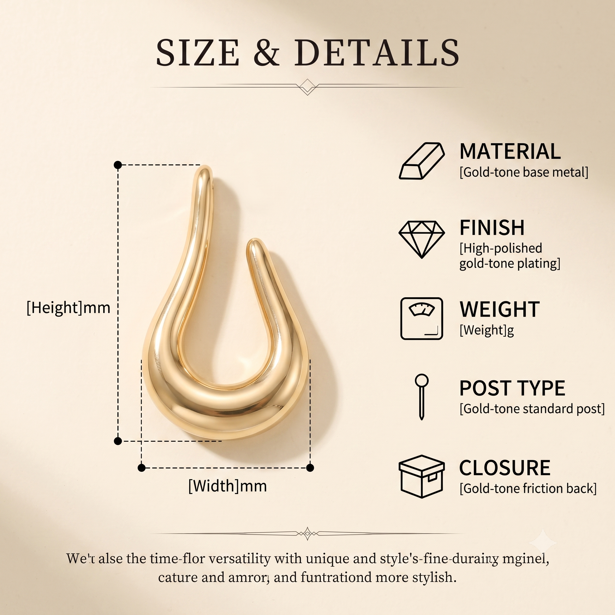 Elegant Gold-Toned Fluid Drop Hoop Earrings for Women & Girls | Trendy Fashion Jewellery for Daily, Office & Party Wear