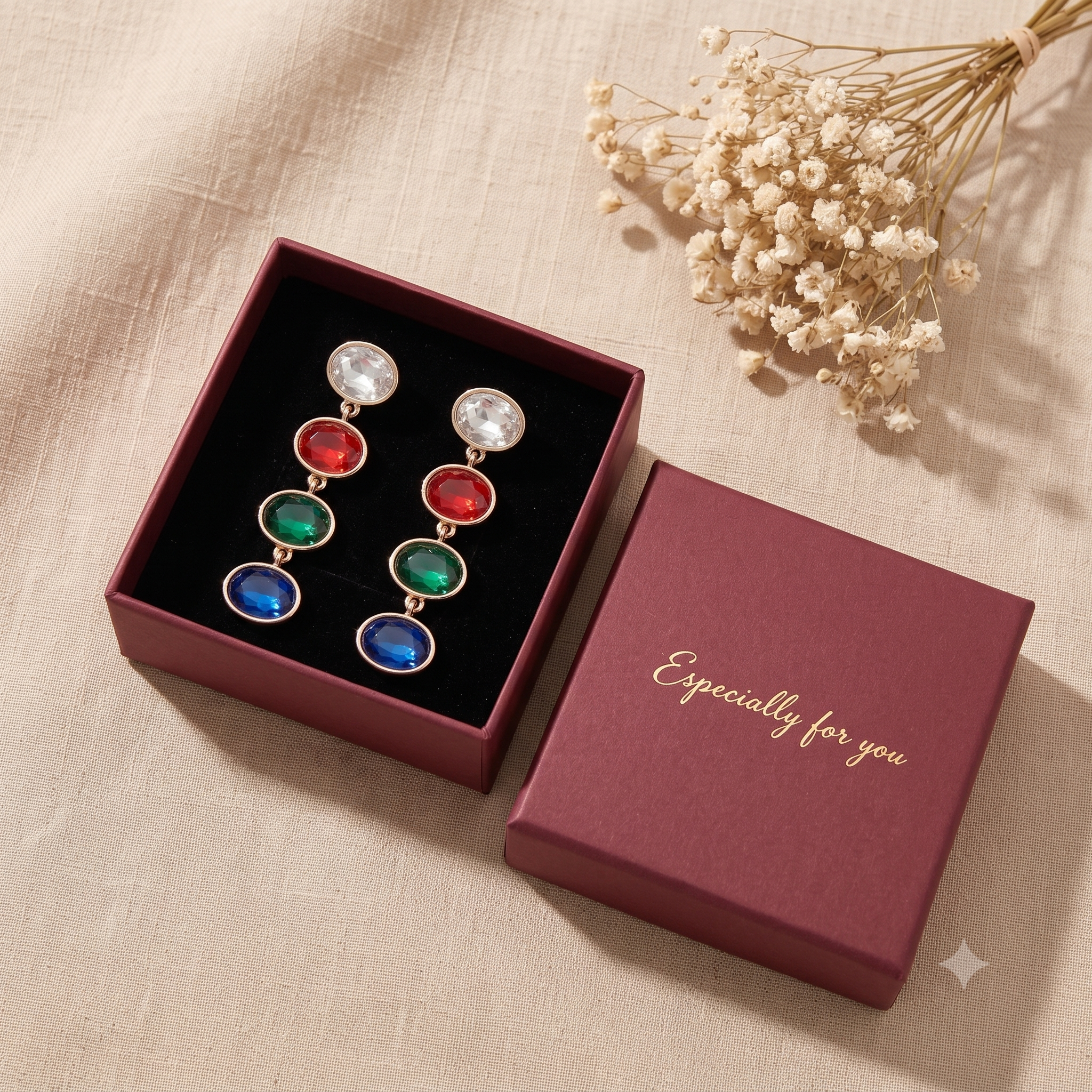 Trendy Multicolor Crystal Dangle Earrings for Women & Girls | Gold-Toned Long Drop Fashion Jewellery for Festive & Party Wear