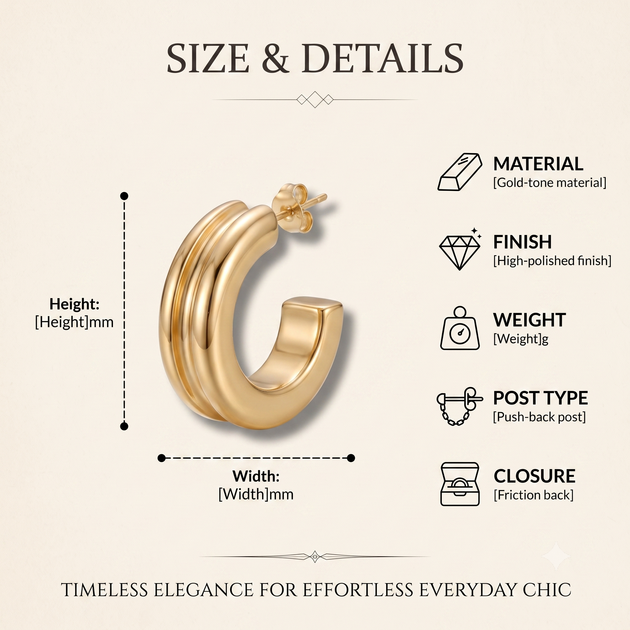 Trendy Chunky C-Hoop Earrings for Women & Girls | Polished Gold Plated Fashion Jewellery for Daily, Office & Party Wear