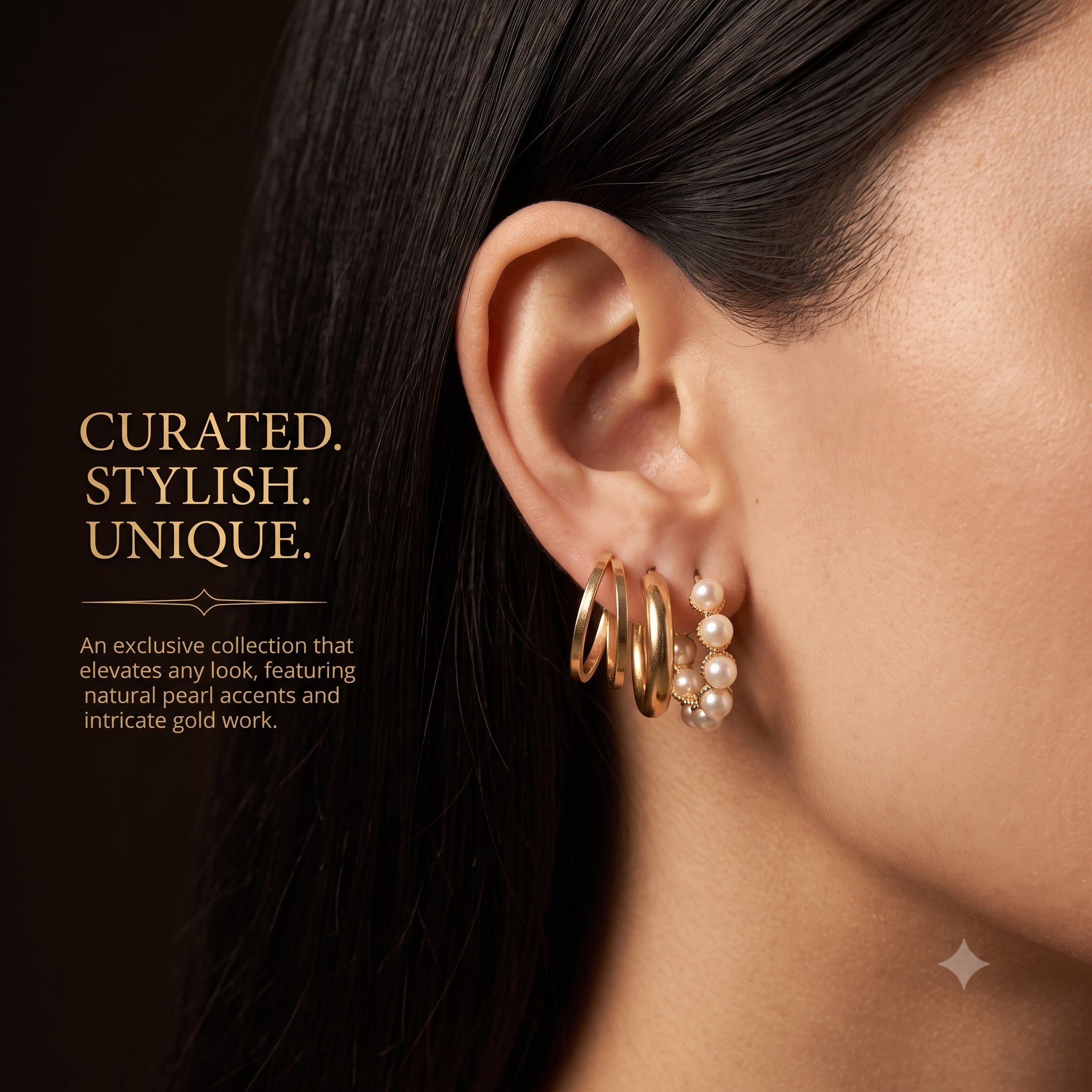 Elegant Gold-Toned & Pearl Curated Hoop Earrings Set  of 6 for Women & Girls | Trendy Combo Pack Multi-Pack Fashion Jewellery for Daily, Office & Party Wear