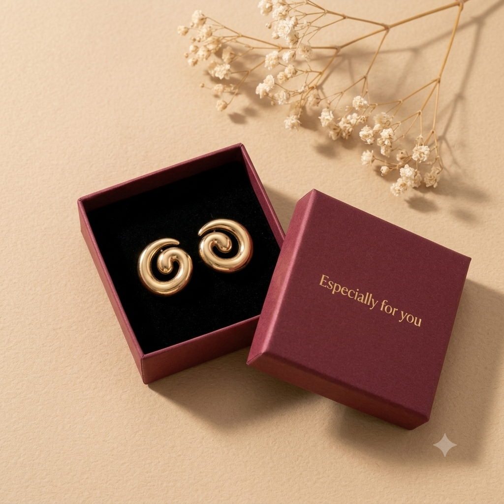 Trendy Spiral Stud Earrings for Women & Girls | High-Polish Gold Plated Fashion Jewellery for Daily, Office & Party Wear