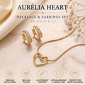 Aurélia 18K Gold Plated Open Heart Pendant Necklace & Pavé CZ Huggie Hoop Earrings Set | Minimalist Everyday Jewelry