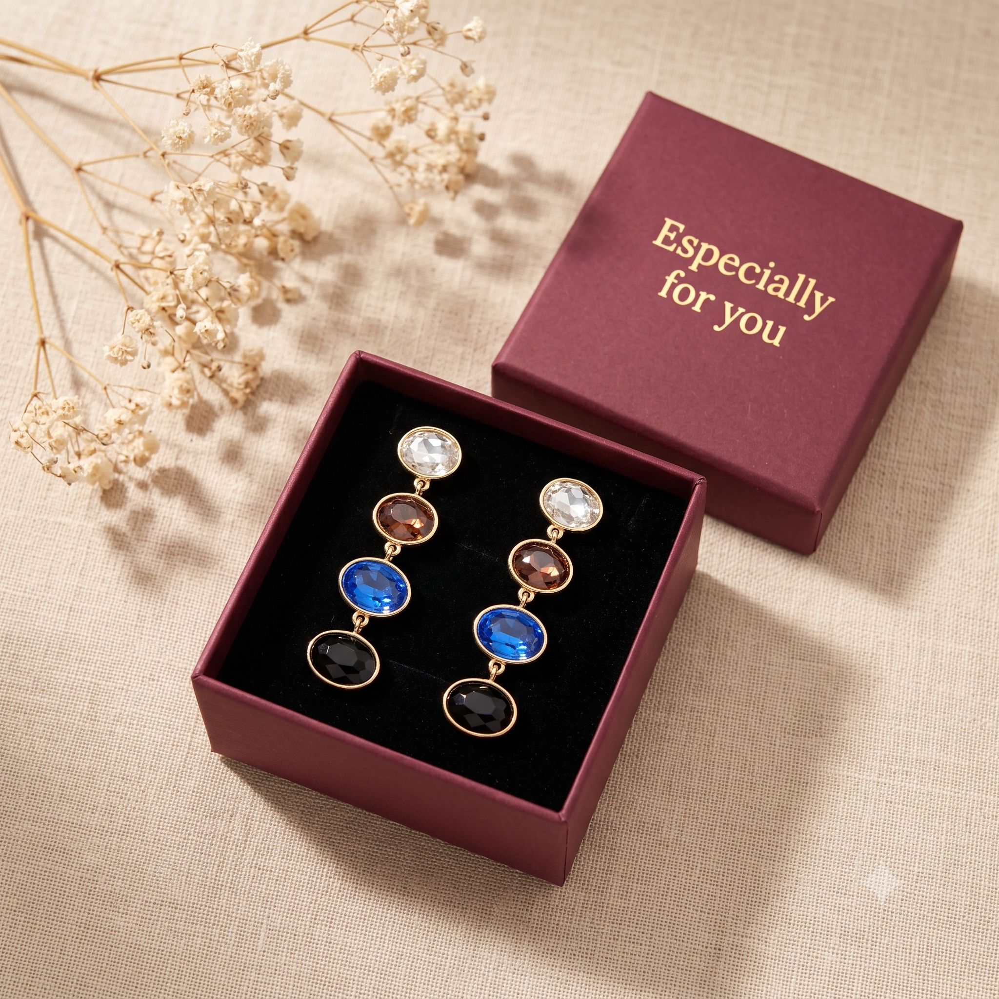 Trendy Multicolor Crystal Dangle Earrings for Women & Girls | Gold-Toned Long Drop Fashion Jewellery for Festive & Party Wear