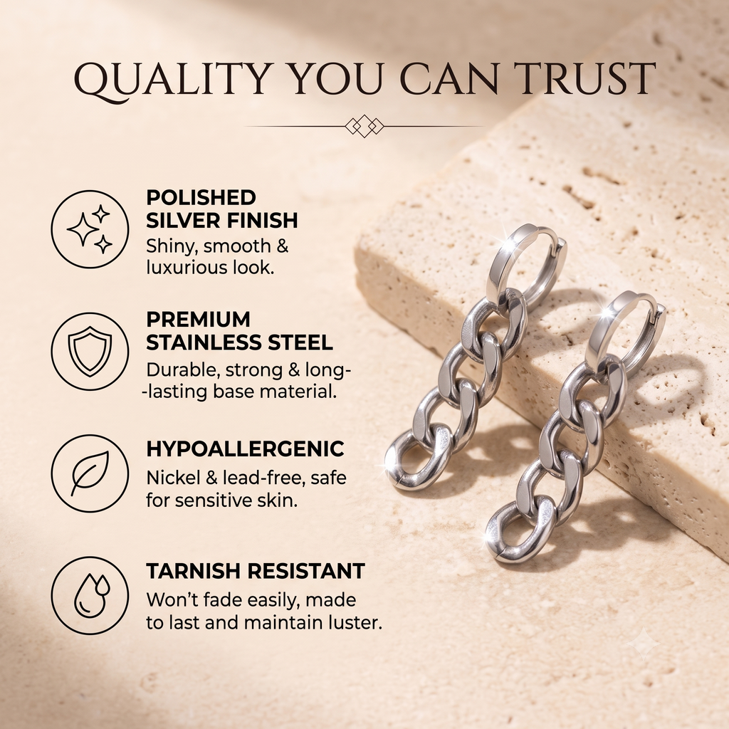 Trendy Stainless Steel Curated Earring Set for Women & Girls | Silver Combo Pack Multi-Pack Fashion Jewellery for Daily, Office & Party Wear