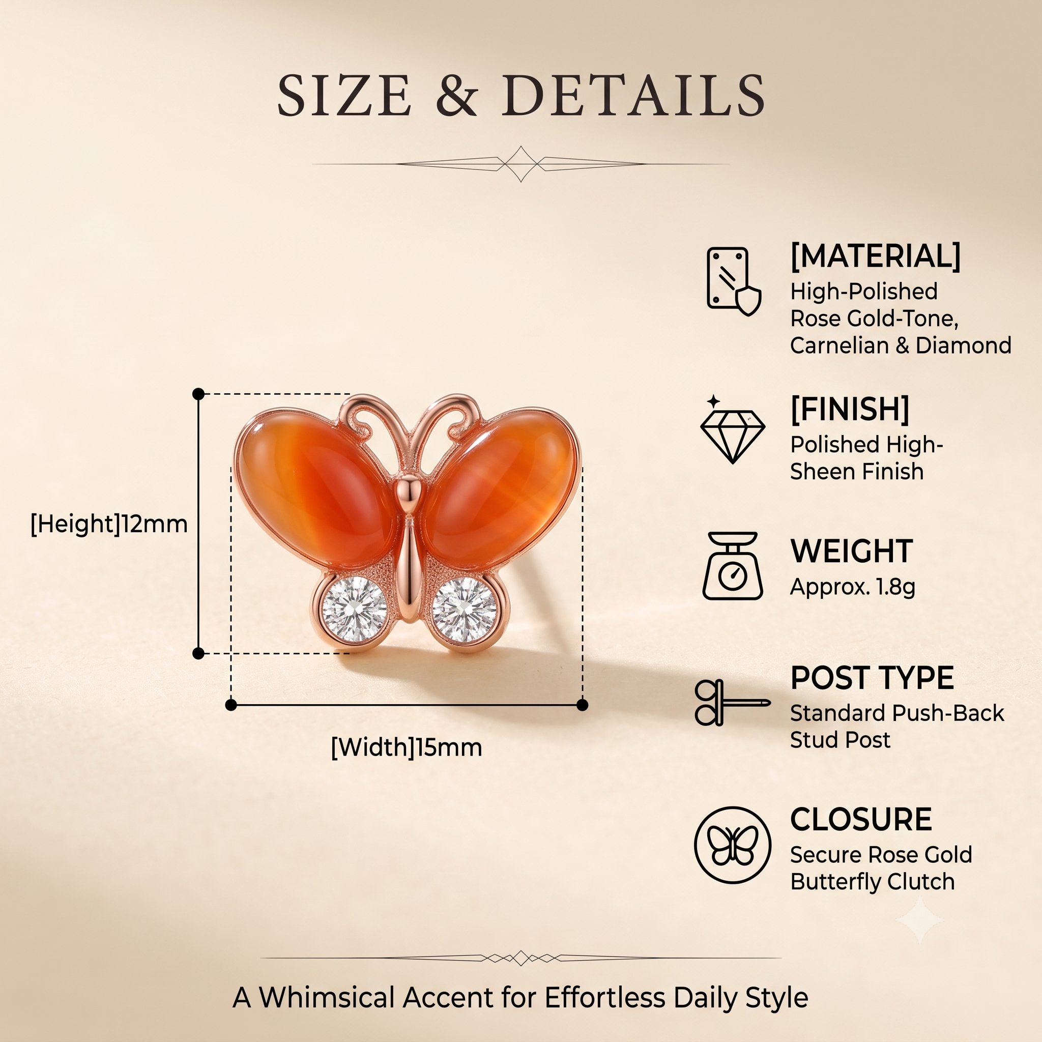 Charming Butterfly Stud Earrings for Women & Girls | Vibrant Orange & Peach Trendy Fashion Jewellery for Daily & Party Wear