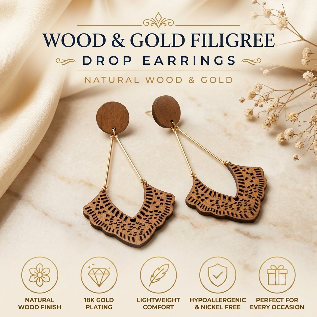 Trendy Wooden Long Drop Earrings for Women & Girls | Boho Fashion Jewellery for Casual, Daily & Party Wear