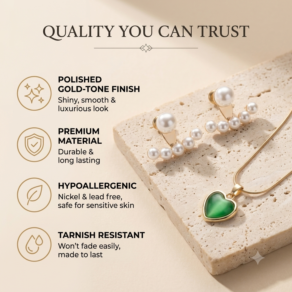 Pearl & Green Jade Matching Jewellery Set in Rose Gold (Pendant Necklace & Drop Earrings)