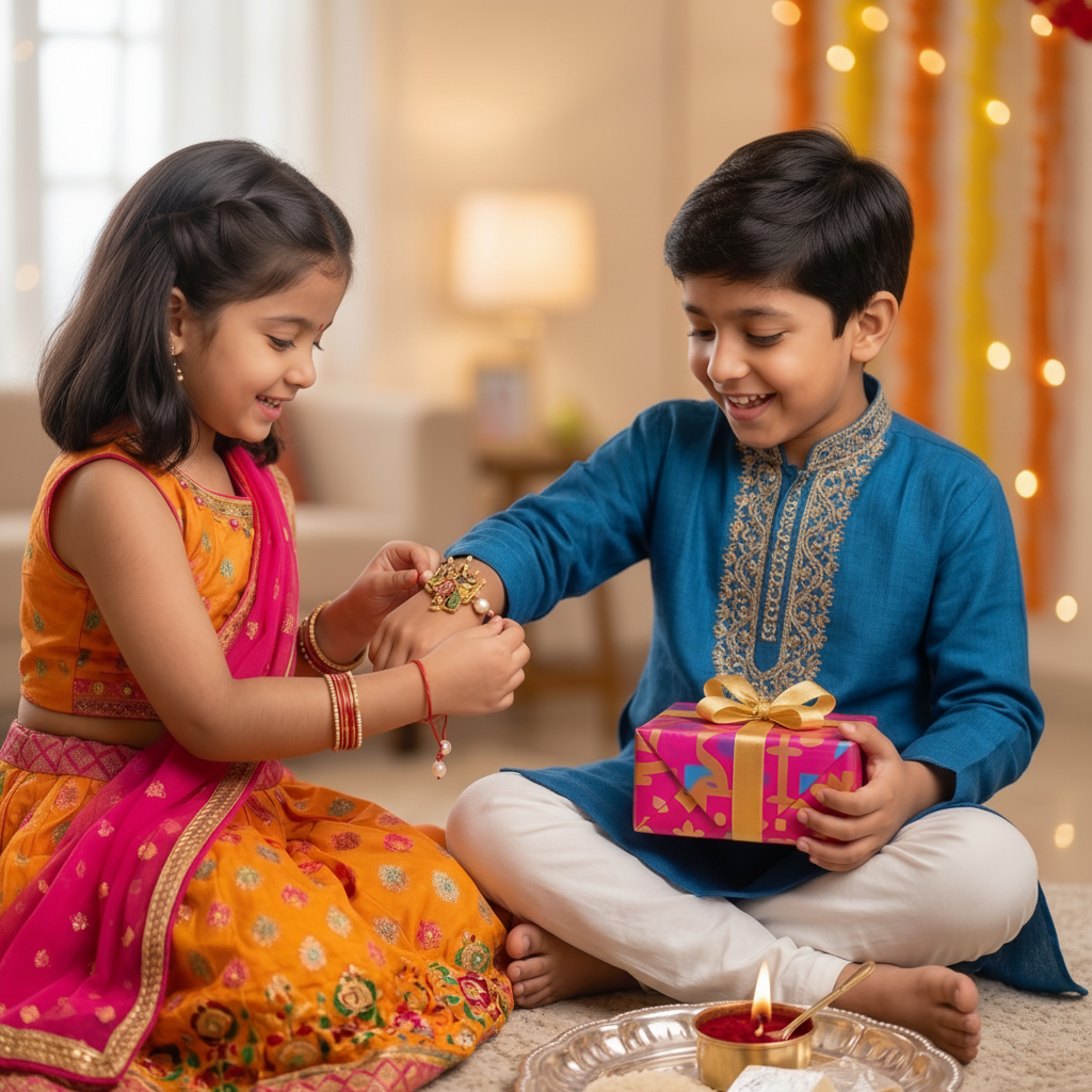 Radha Krishna Antique Divine Rakhi | VyomBox