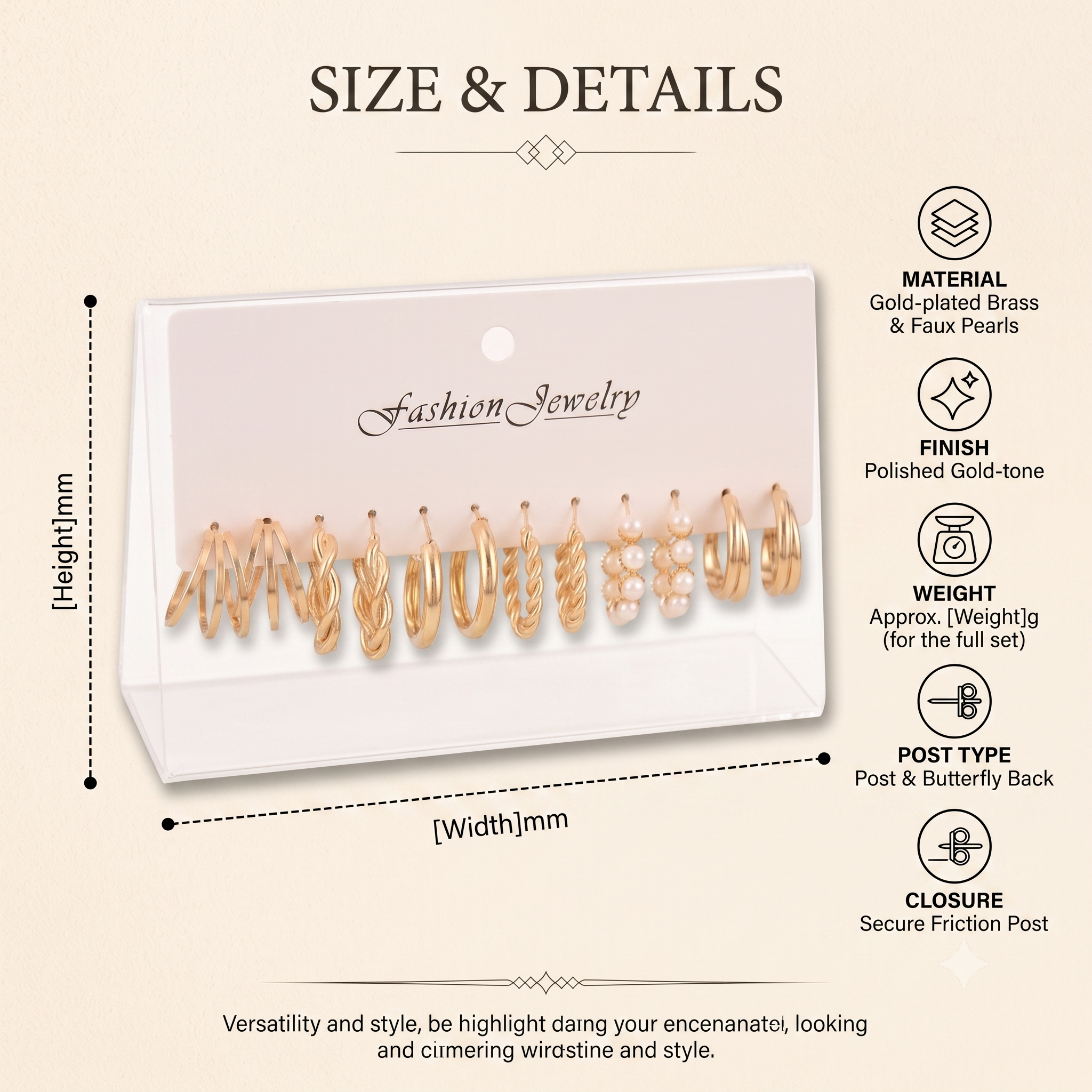 Elegant Gold-Toned & Pearl Curated Hoop Earrings Set  of 6 for Women & Girls | Trendy Combo Pack Multi-Pack Fashion Jewellery for Daily, Office & Party Wear