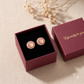 Elegant Rose Gold Peach Cat's Eye Stud Earrings for Women & Girls | Trendy Fashion Jewellery for Daily & Party Wear