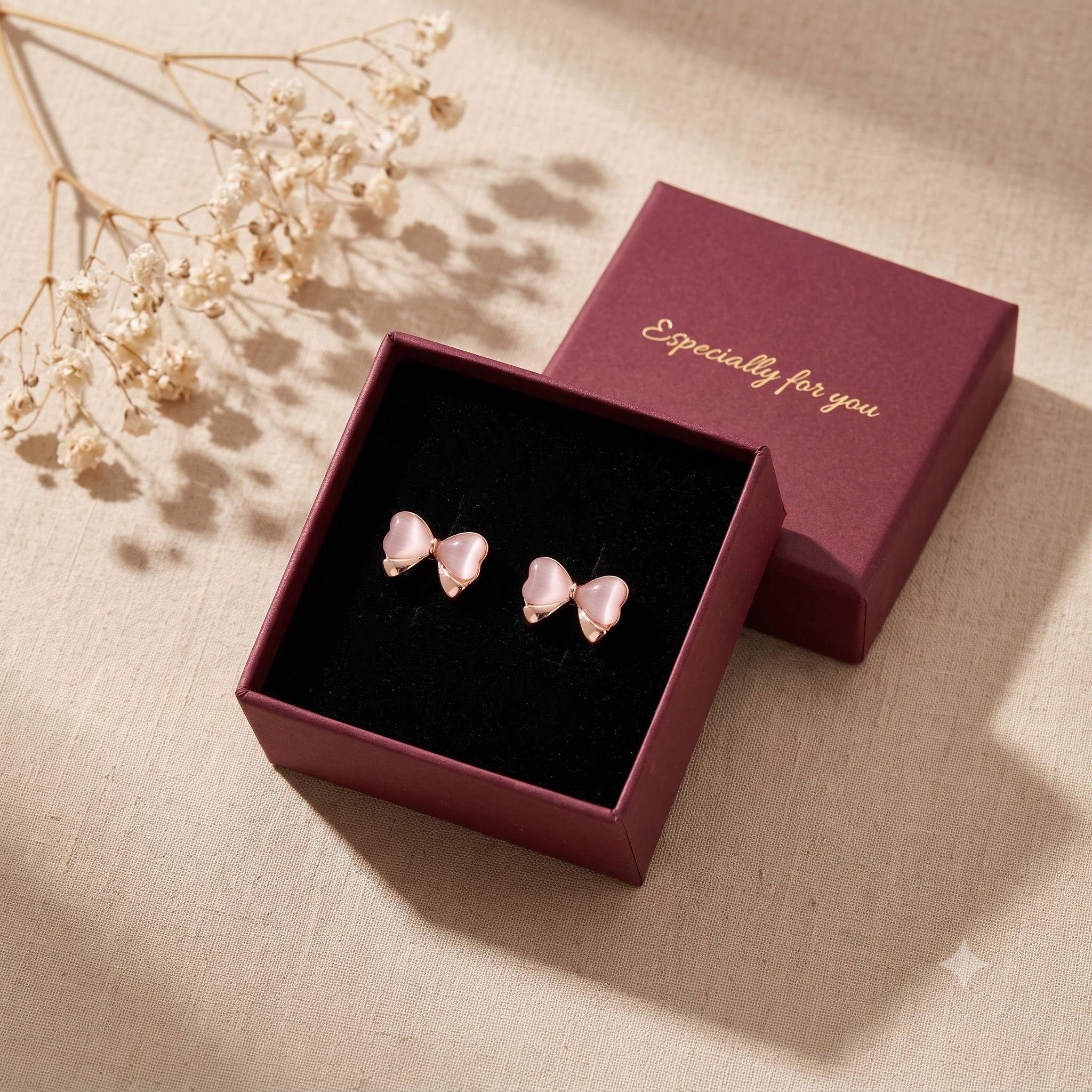 Cute Bow Stud Earrings for Women & Girls | Rose Gold & Frosted Pink Trendy Fashion Jewellery for Daily & Party Wear