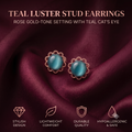 Elegant Rose Gold Teal Stud Earrings for Women & Girls | Trendy Fashion Jewellery for Daily & Party Wear