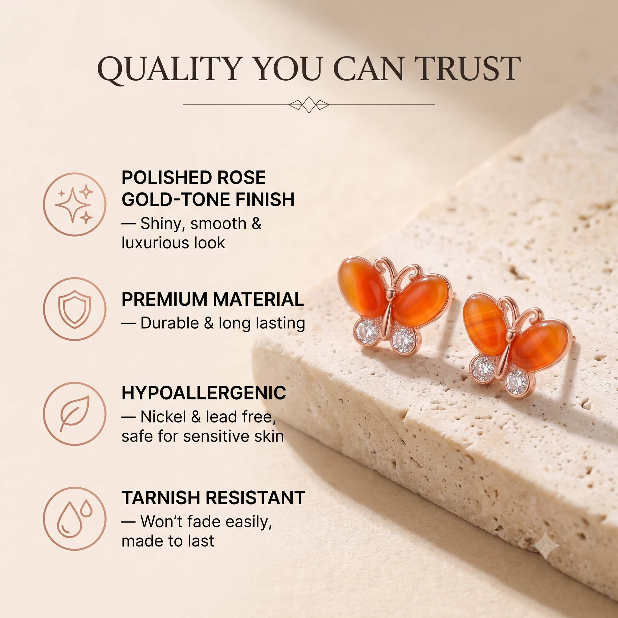 Charming Butterfly Stud Earrings for Women & Girls | Vibrant Orange & Peach Trendy Fashion Jewellery for Daily & Party Wear