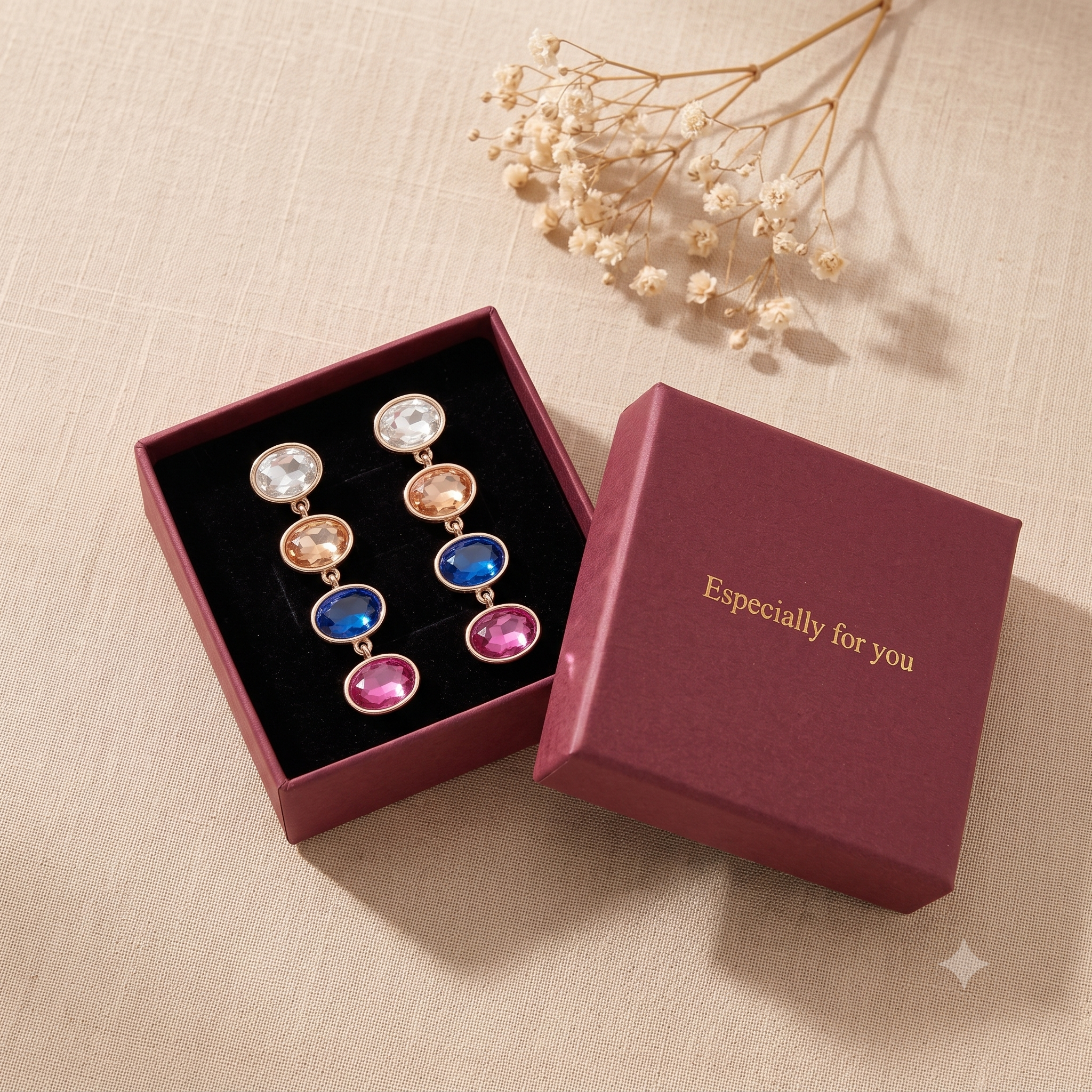 Trendy Multicolor Crystal Dangle Earrings for Women & Girls | Gold-Toned Long Drop Fashion Jewellery for Festive & Party Wear