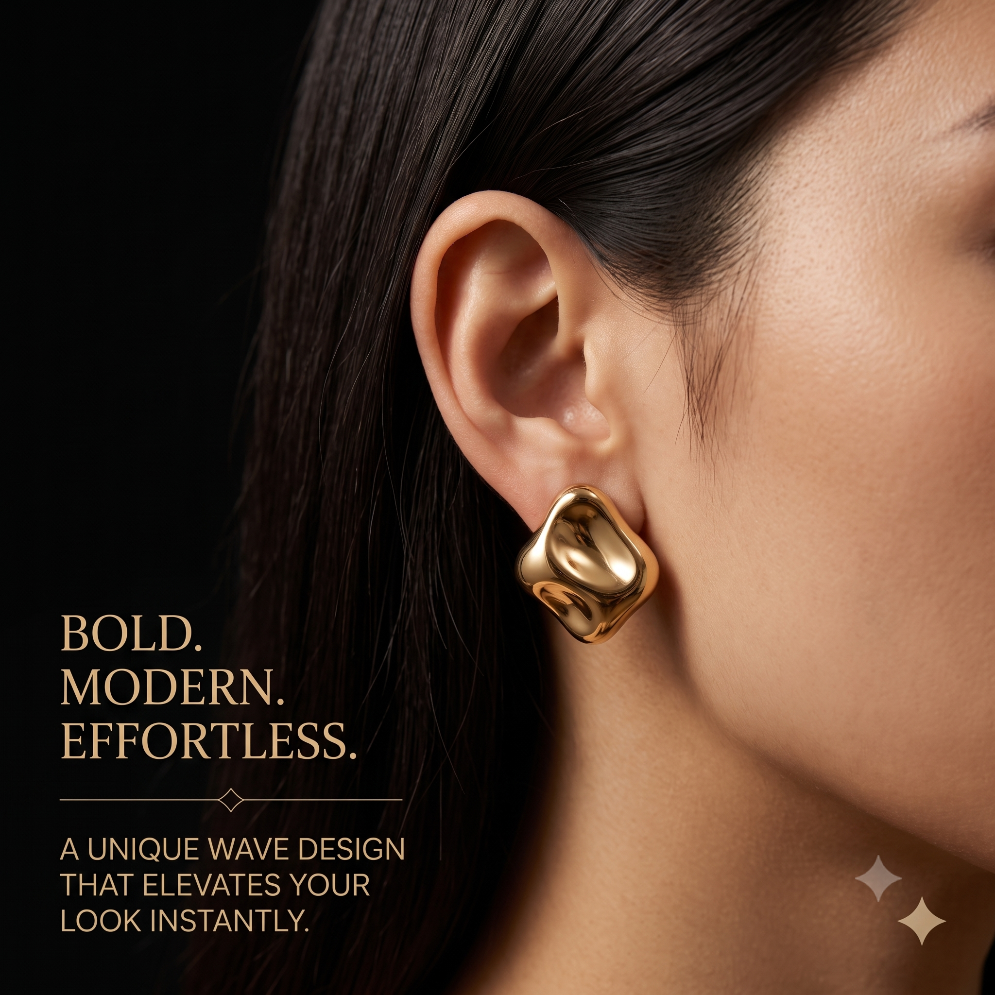 Trendy Sculptural Gold Stud Earrings for Women & Girls | Abstract Metallic Fashion Jewellery for Daily, Office & Party Wear