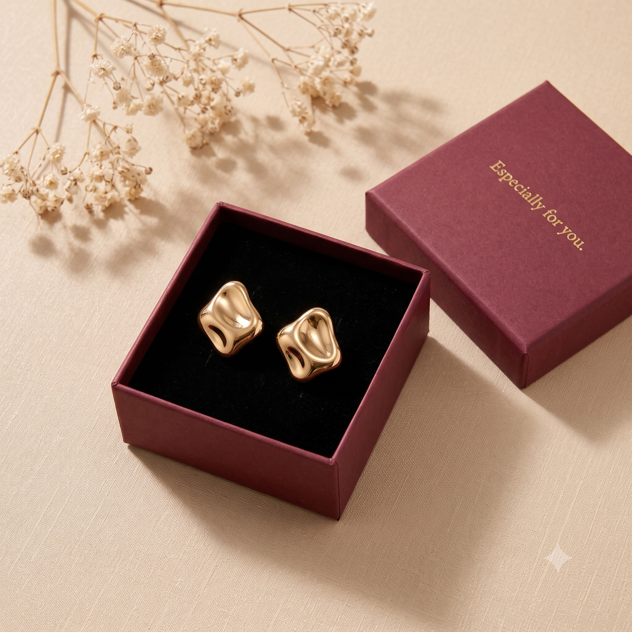 Trendy Sculptural Gold Stud Earrings for Women & Girls | Abstract Metallic Fashion Jewellery for Daily, Office & Party Wear