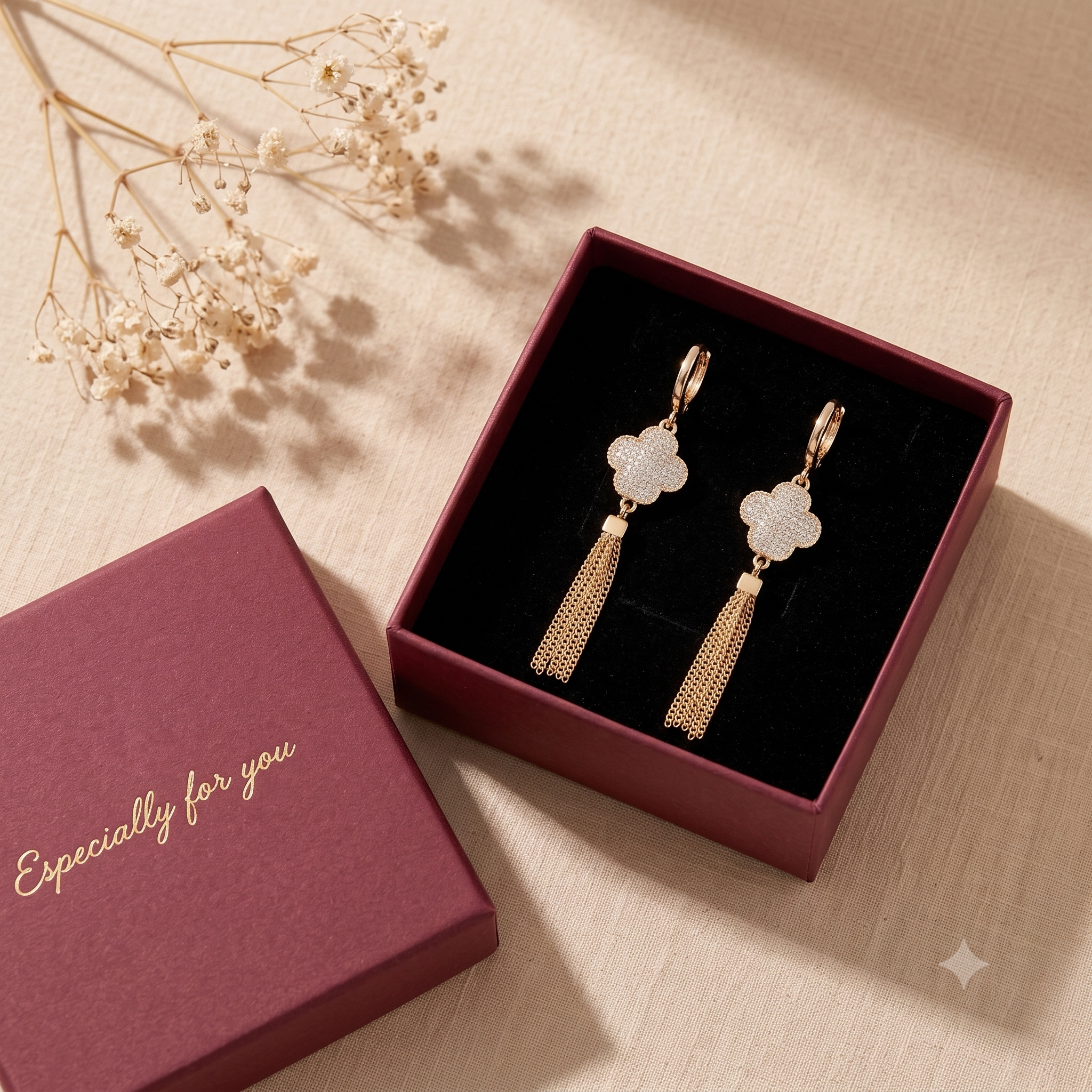 Elegant Flower Gold Tassel Hoop Earrings for Women & Girls | Trendy Crystal Dangle Fashion Jewellery for Daily, Festive & Party Wear