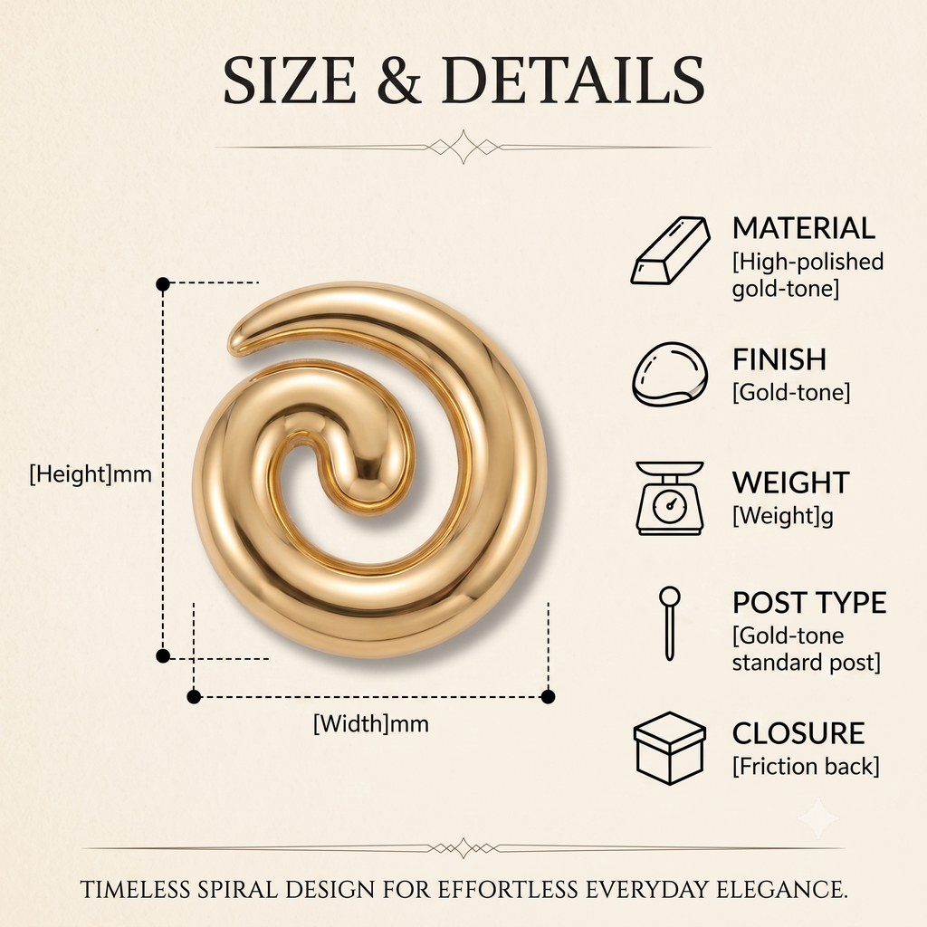 Trendy Spiral Stud Earrings for Women & Girls | High-Polish Gold Plated Fashion Jewellery for Daily, Office & Party Wear