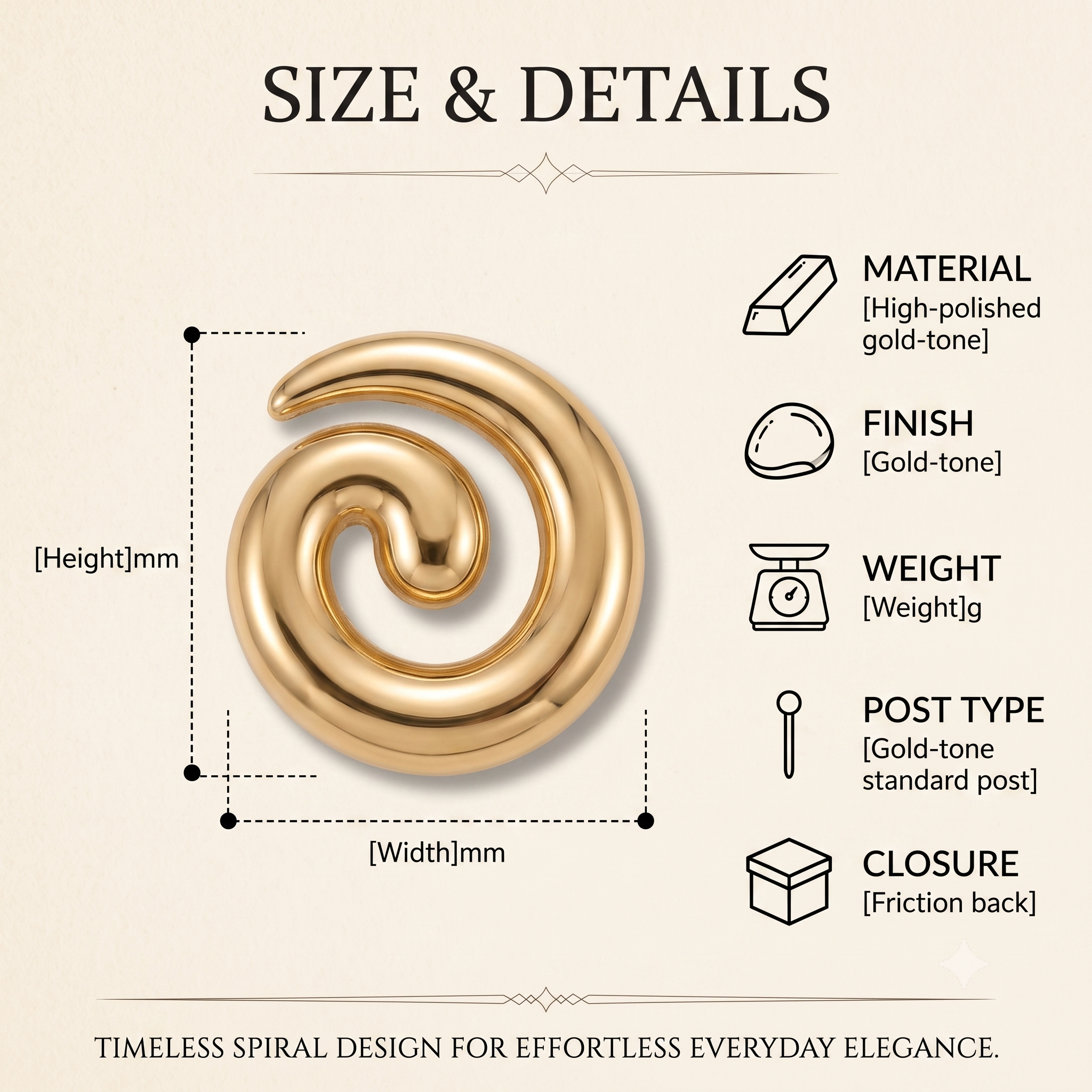 Trendy Spiral Stud Earrings for Women & Girls | High-Polish Gold Plated Fashion Jewellery for Daily, Office & Party Wear