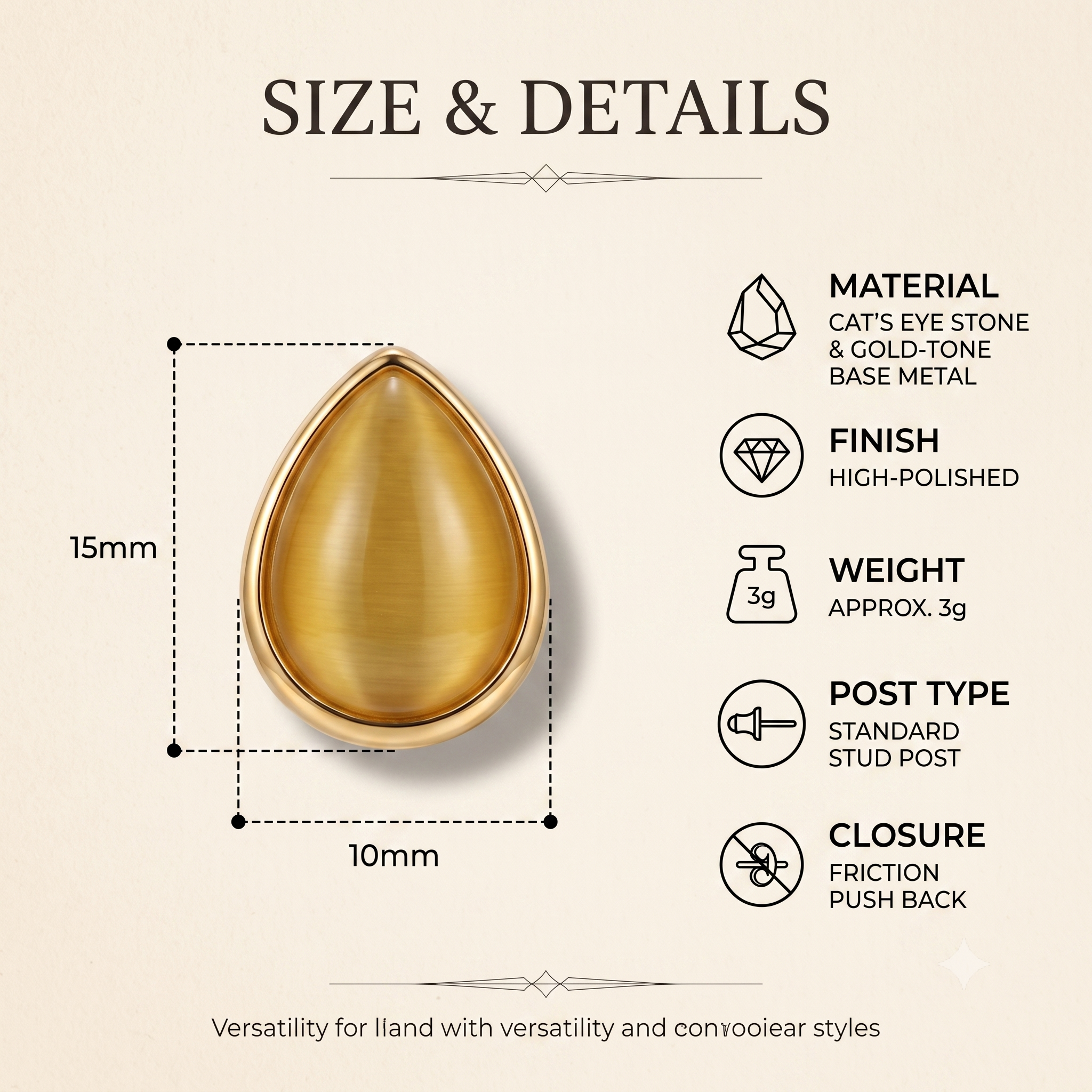 Elegant Teardrop Stud Earrings for Women &amp; Girls | Golden Honey Trendy Fashion Jewellery for Daily &amp; Office Wear