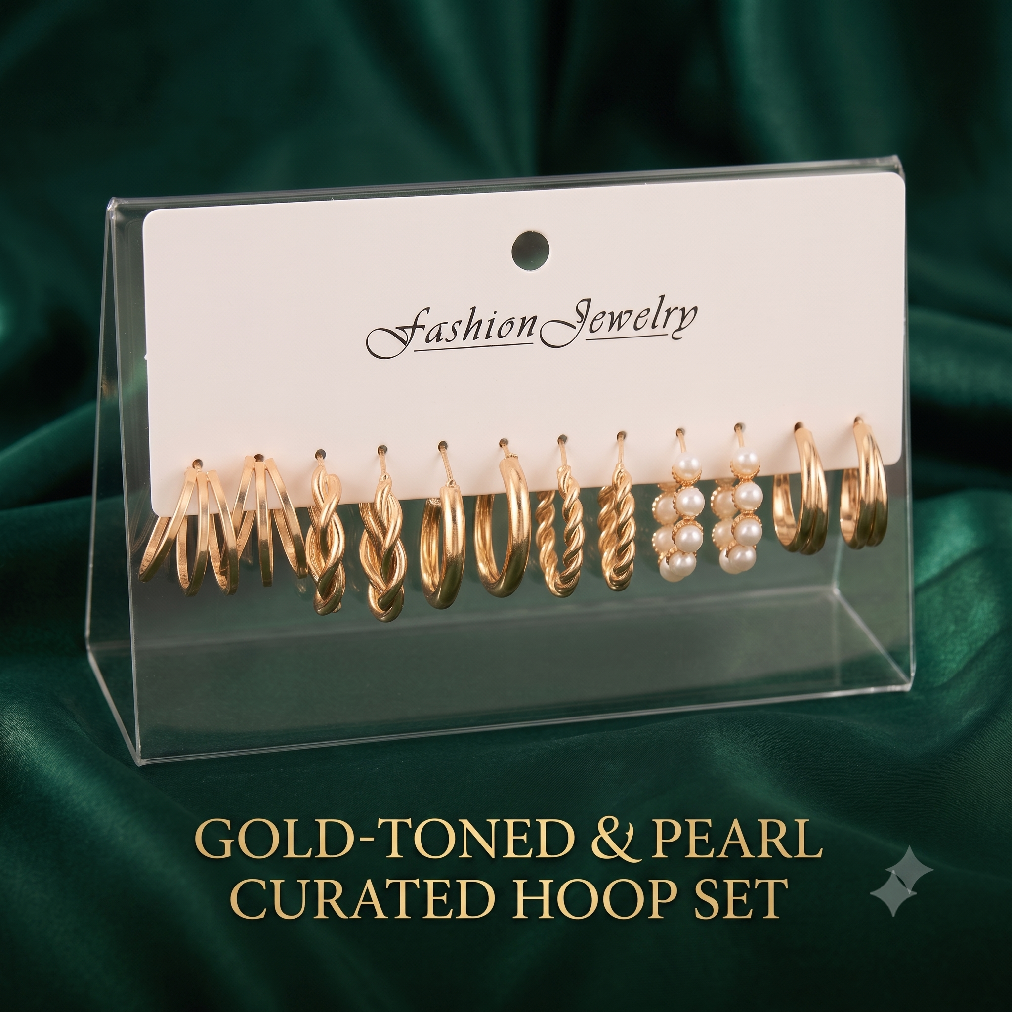 Elegant Gold-Toned & Pearl Curated Hoop Earrings Set  of 6 for Women & Girls | Trendy Combo Pack Multi-Pack Fashion Jewellery for Daily, Office & Party Wear