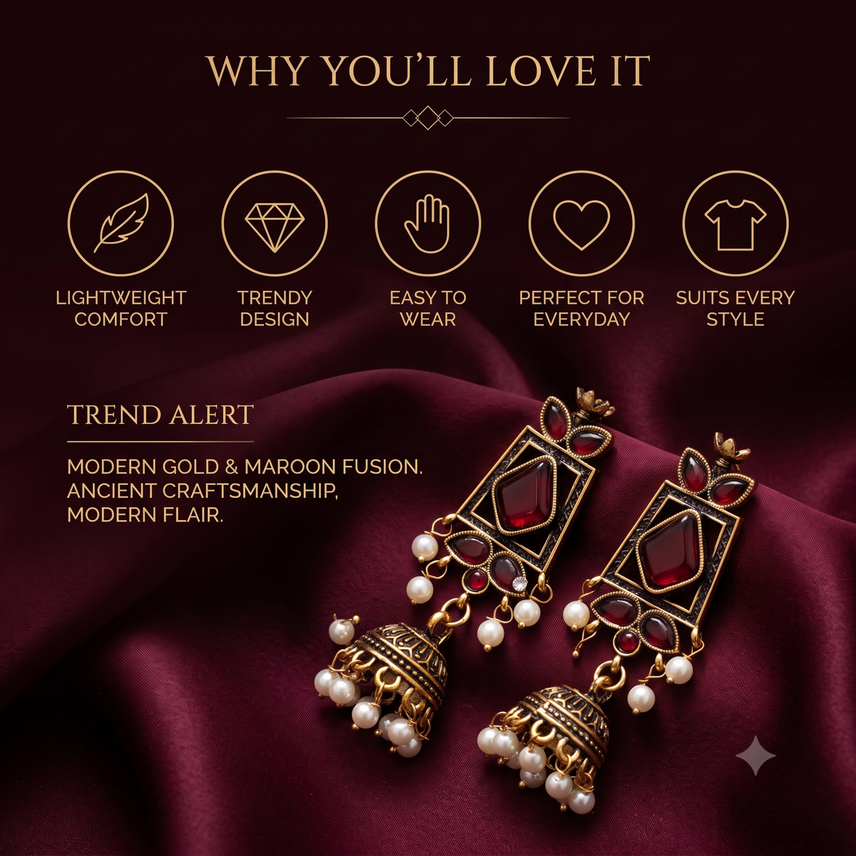Antique Oxidised Bronze Pearl Jhumka Earrings for Women