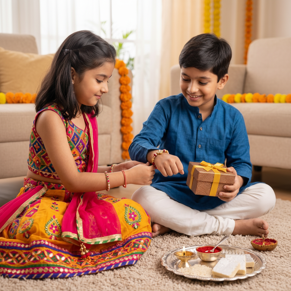Elegant Floral Crystal Designer Rakhi for Brother | VyomBox