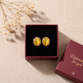 Elegant Oval Stud Earrings for Women & Girls | Golden Yellow Trendy Fashion Jewellery for Daily & Office Wear